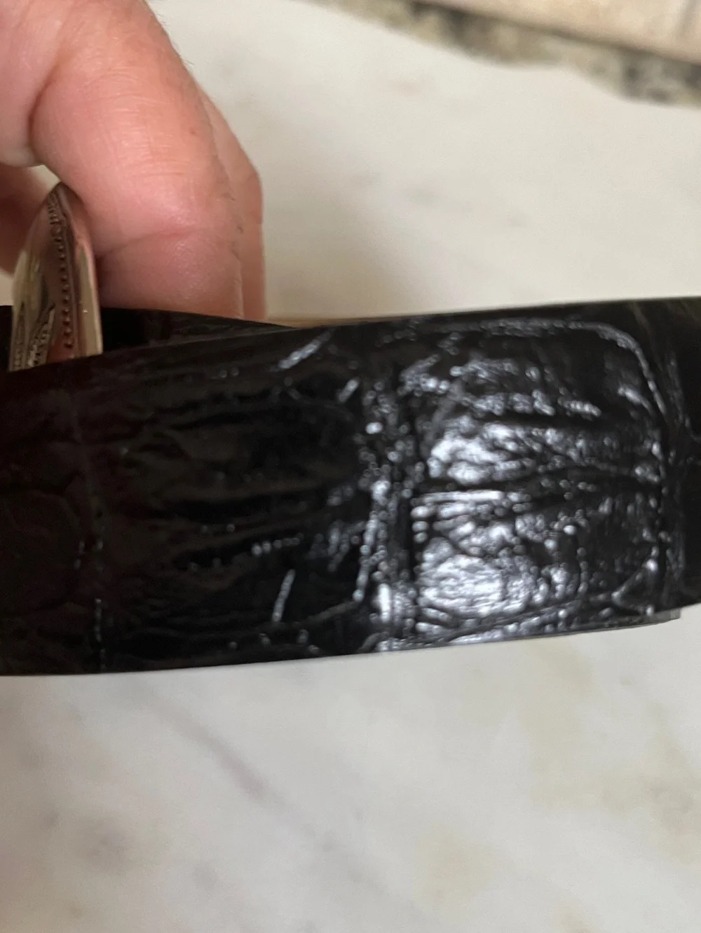 VTG Valentino Black Leather Large Silver Buckle Belt 34
